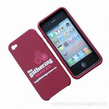 Silicone case for iPhone 4, can printing logo offer all colors